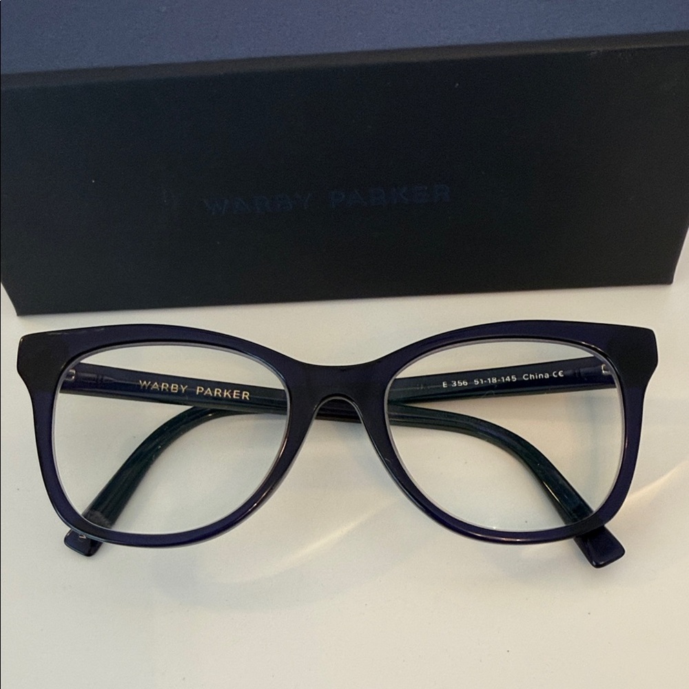 Warby Parker Hallie Women's Cat-Eye Eyeglasses in Lapis Crystal / Navy